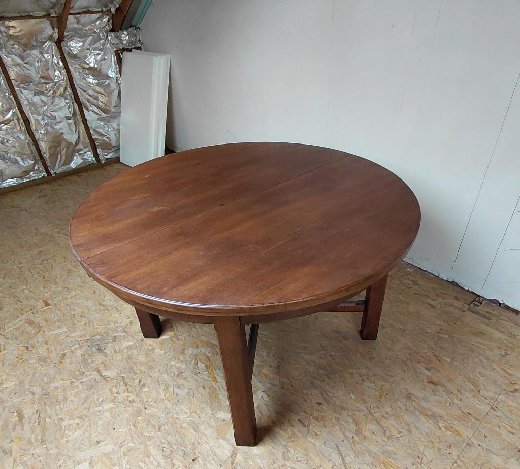 Ronde eiken tafel met uitbreidingsmogelijkheid, Antiek en Kunst, Antiek | Meubels | Tafels, Ophalen
