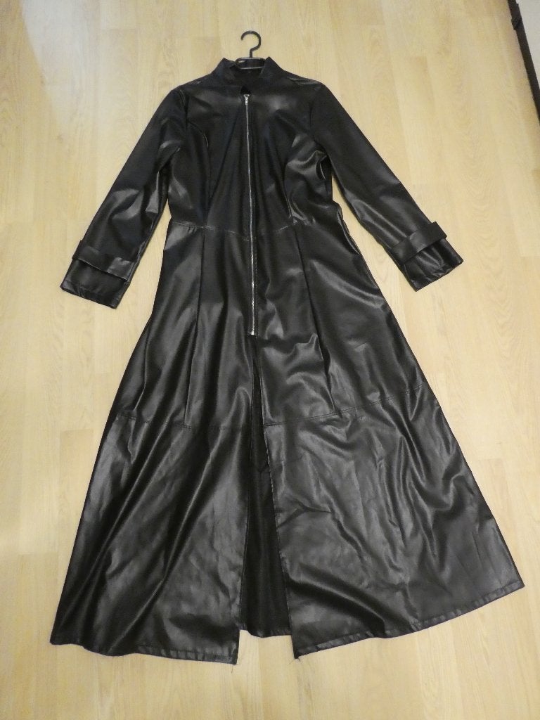 Jas / Jurk Leather Look Zwart, Kleding | Dames, Ophalen of Verzenden, Nieuw, Zwart