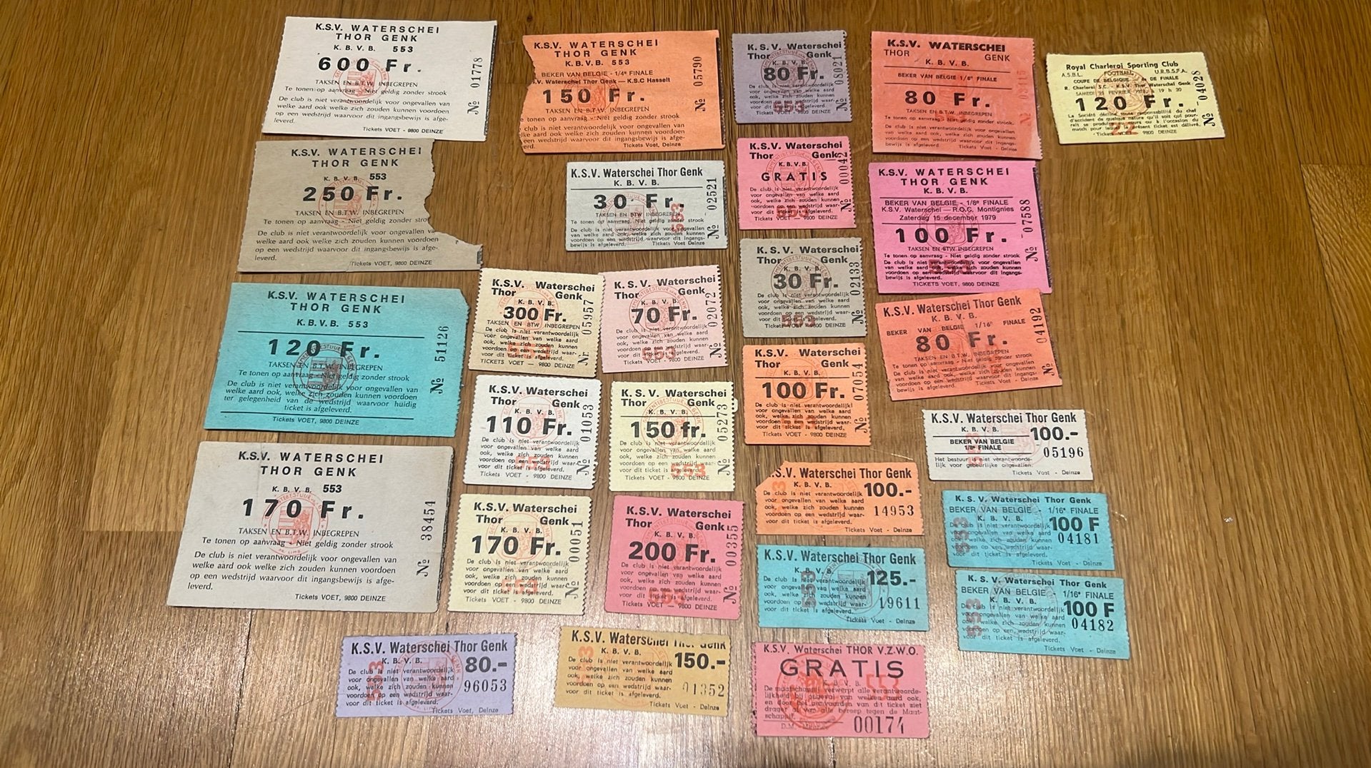 28 tickets anciens Waterschei Thor Genk, Envoi, Utilisé, Autres types