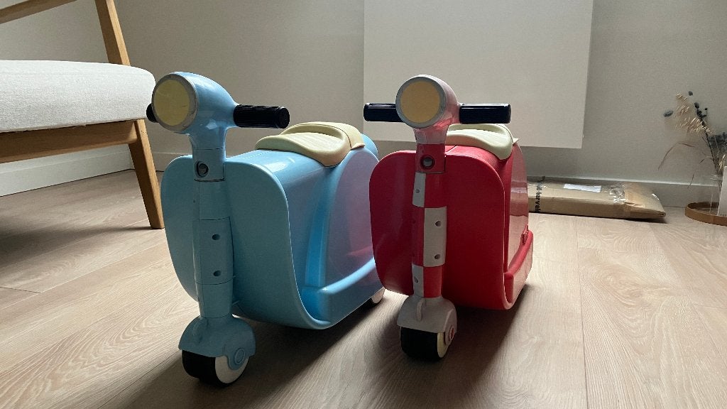 2 originele Skaat loopfiets-koffertjes / kindervaliesjes, Kinderen en Baby's, Speelgoed | Overig, Ophalen, Gebruikt, Jongen of Meisje