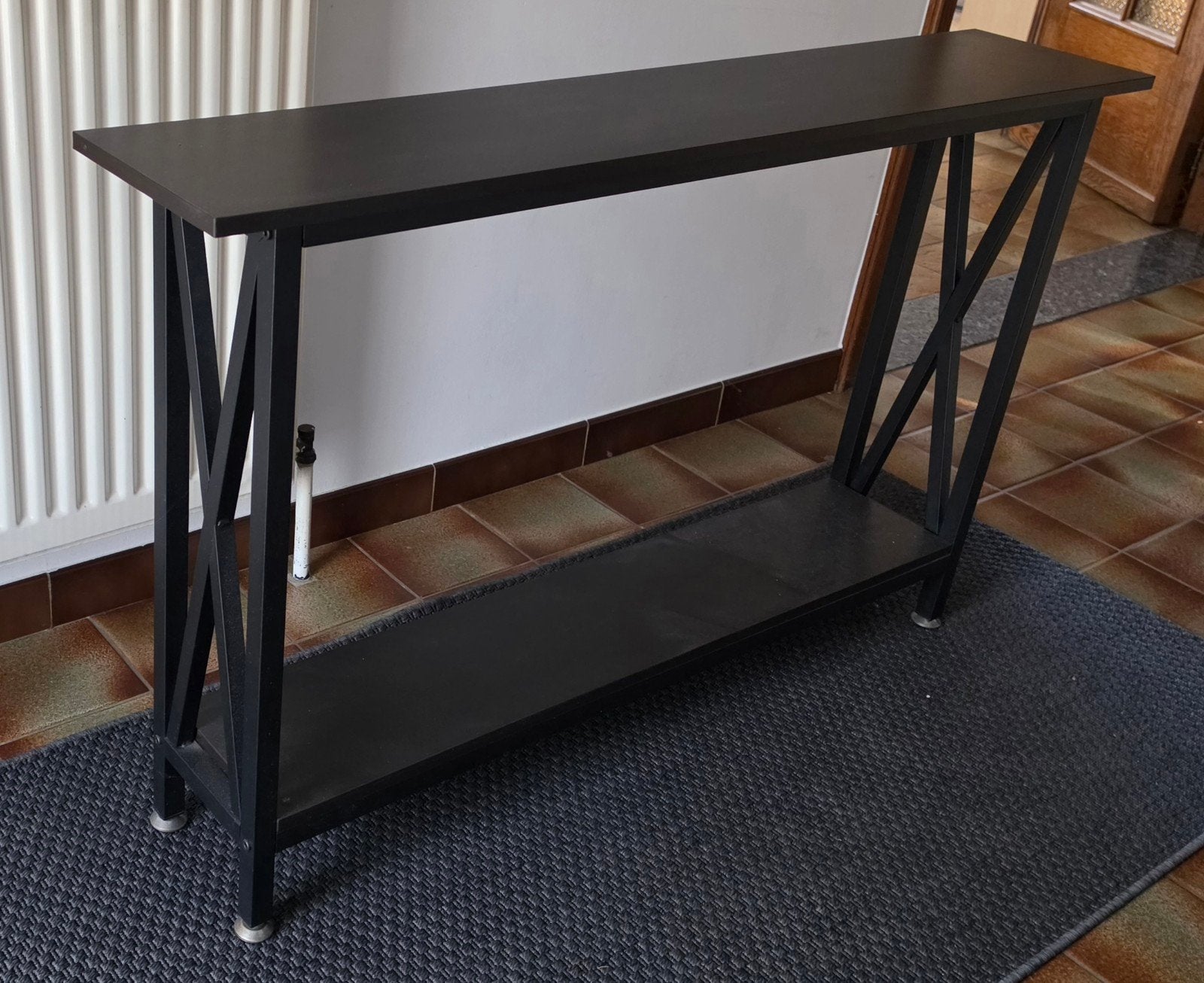 console brun/noir 120x24x74cm, Maison & Meubles, Tables | Dessertes, 100 à 150 cm, Intemporel, Moins de 25 cm, Comme neuf