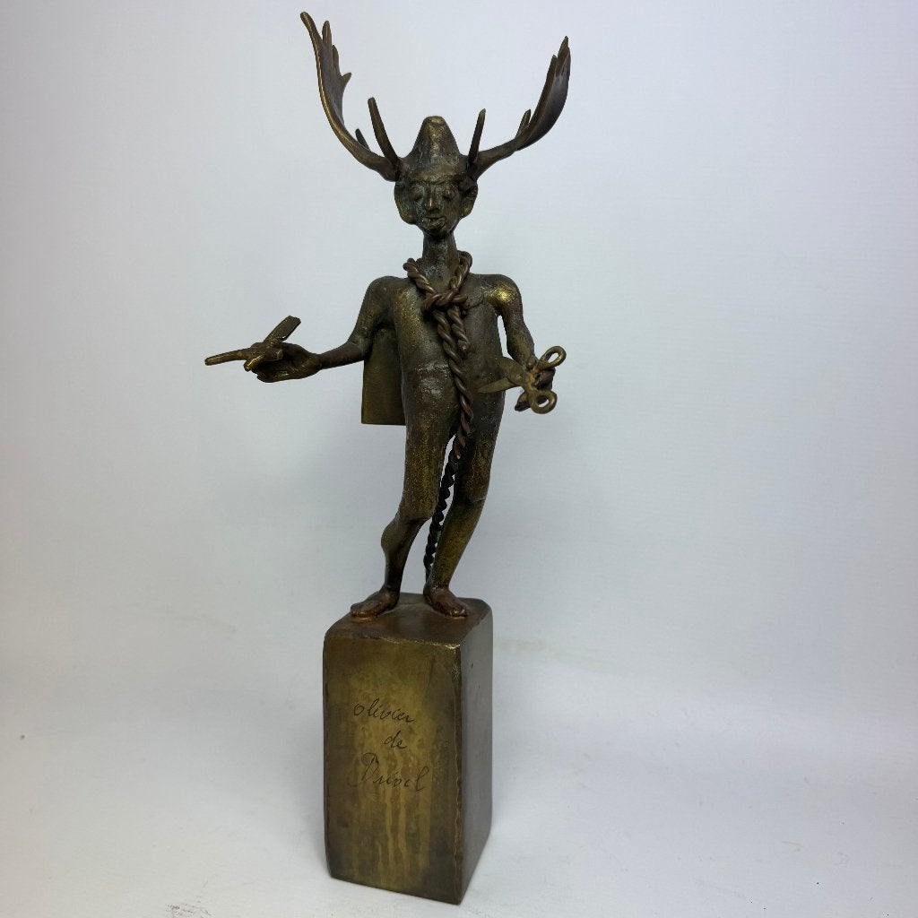 Statue en bronze « Olivier le diable » de Jef Claerhout, Statue, Enlèvement ou Envoi, Marqué, Brons