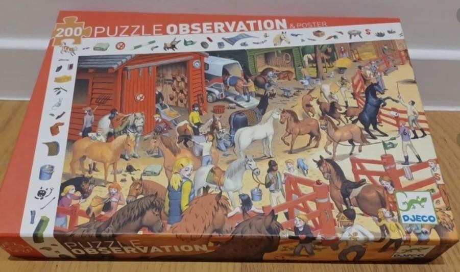 Puzzle Djeco- Equitation - 200 pcs (Djeco DJ07454), Enlèvement, Moins de 500 pièces, Comme neuf, Puzzle