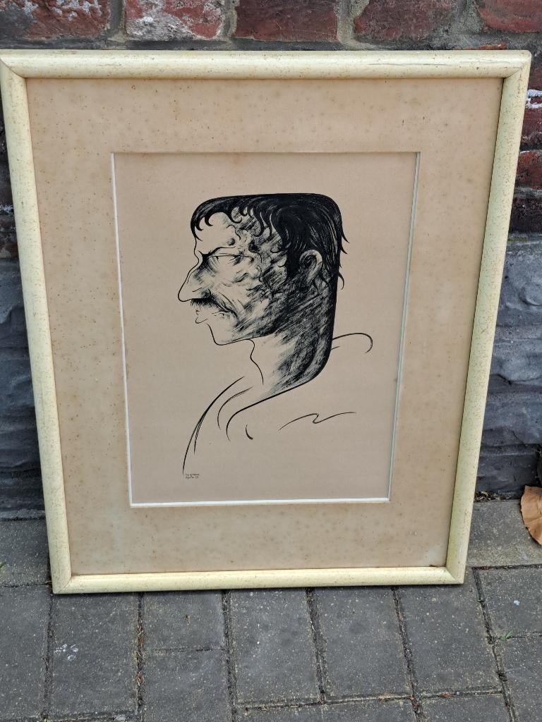 lithographie homme signe ben genaux, Antiquités & Art, Enlèvement ou Envoi