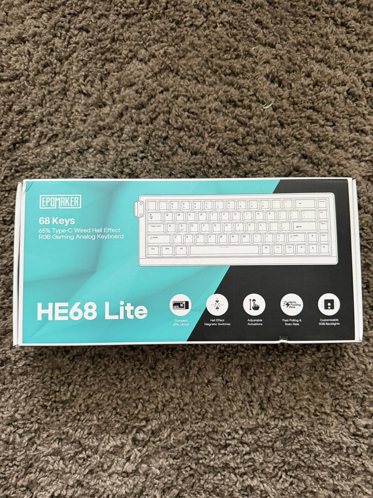 EPOMAKER HE68 Lite Hall Effect 8000Hz Magn. Toetsenbord RGB, Informatique & Logiciels, Claviers, Enlèvement, Qwerty, Neuf