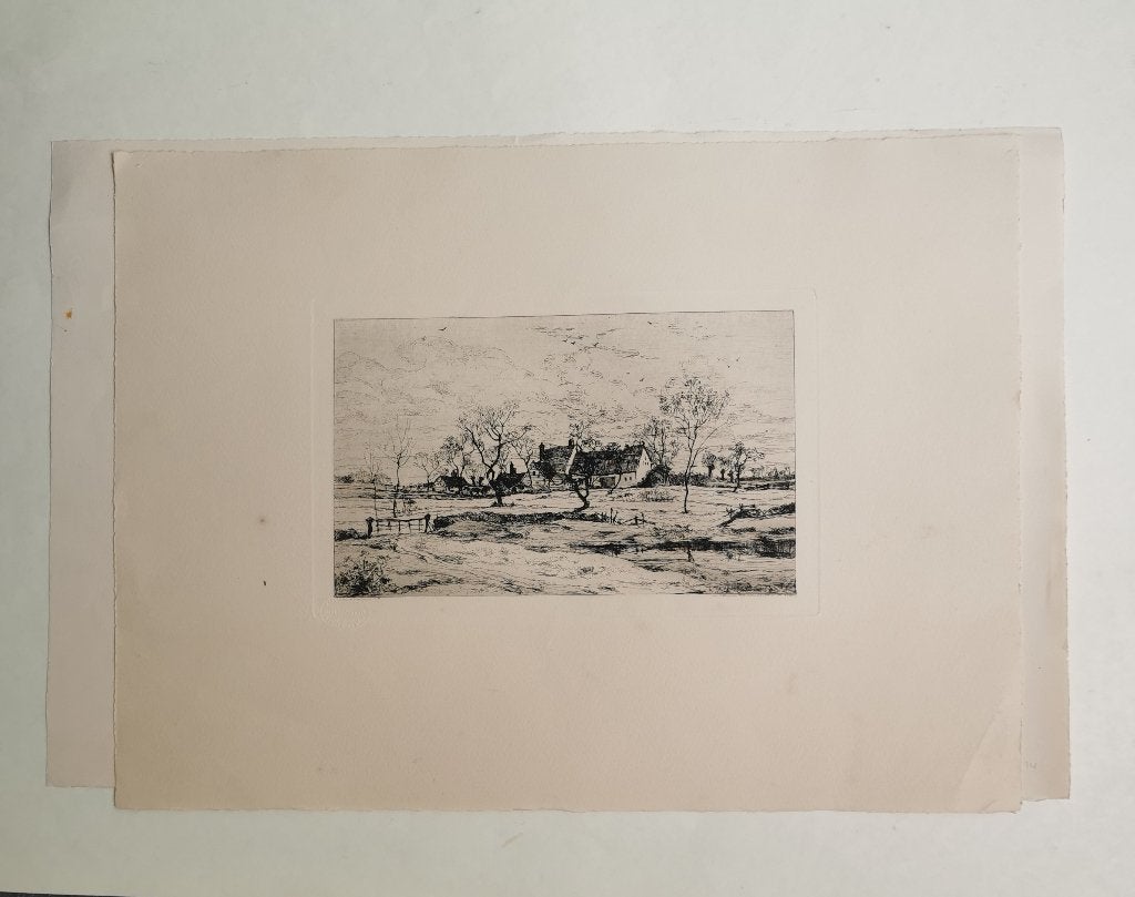 Gustave Den Duyts, Antiek en Kunst, Ets, Ophalen of Verzenden, Origineel, Landschap