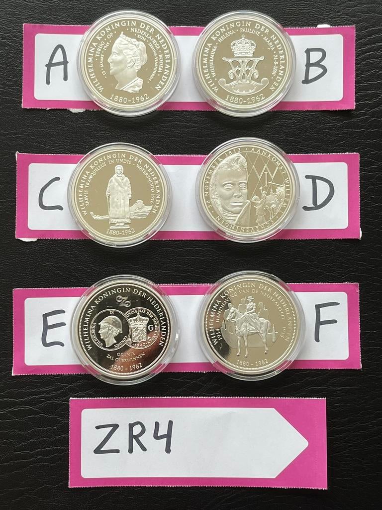 ZR4 Zwaar verzilverde gedenkpenningen (NL) 40mm, Ophalen, Zilver
