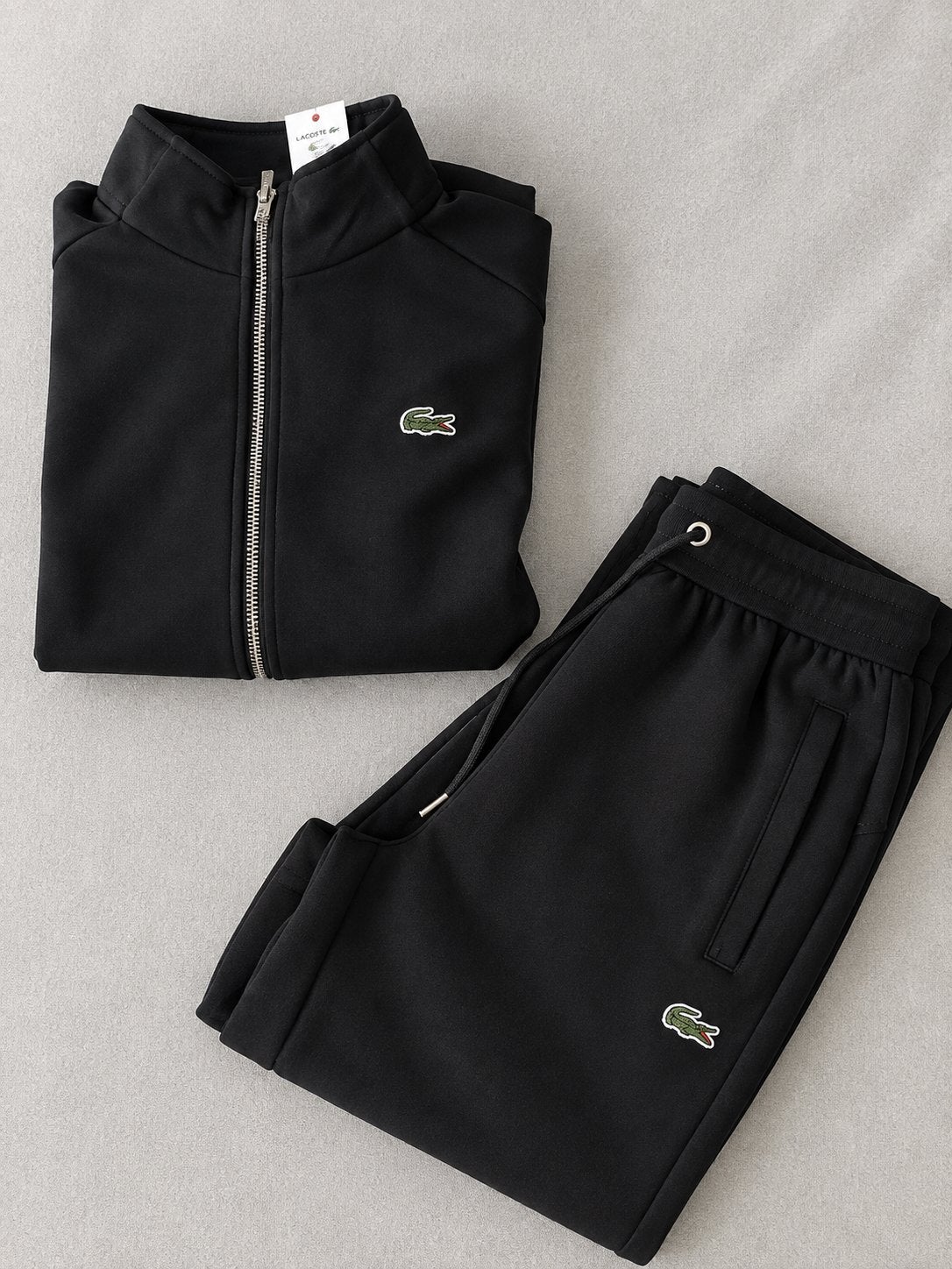 Zwart trainingspak van Lacoste, Kleding | Heren, Ophalen of Verzenden, Zo goed als nieuw