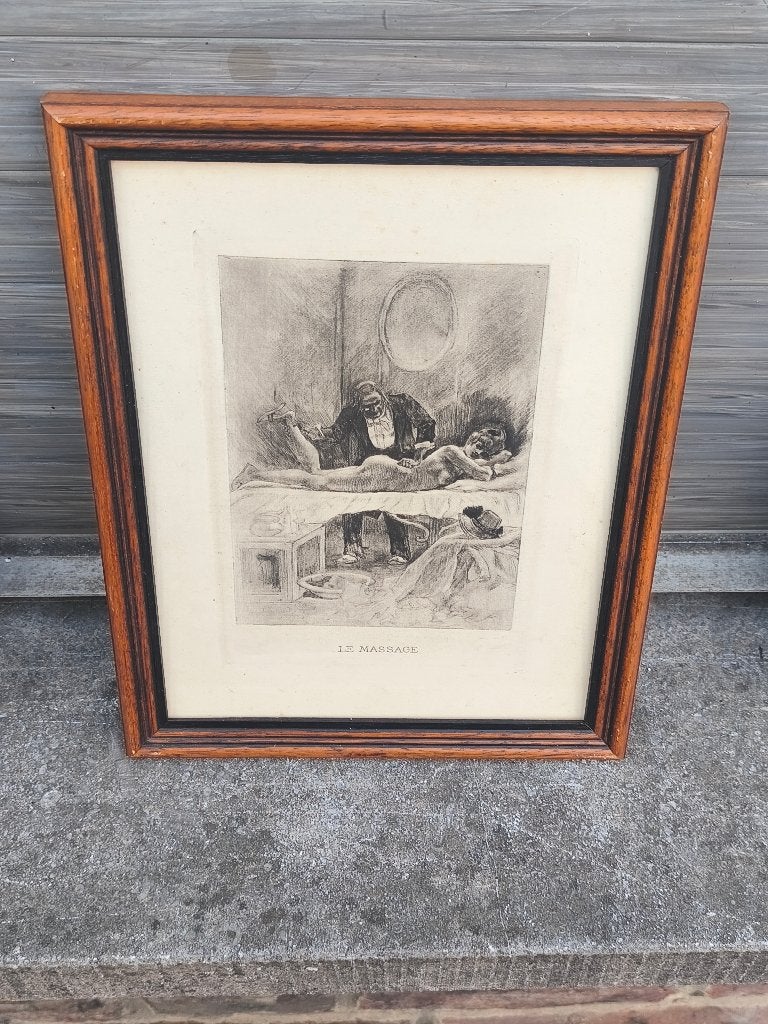 Gravure le massage de Félicien rops, Enlèvement ou Envoi, Gravure
