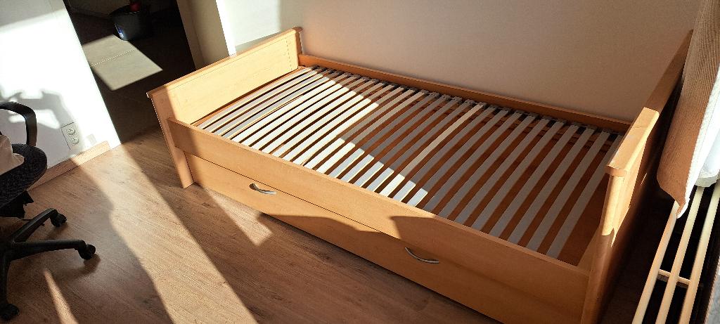 1 persoonsbed, Huis en Inrichting, Slaapkamer | Bedden, Ophalen, Gebruikt, 90 cm, Eenpersoons