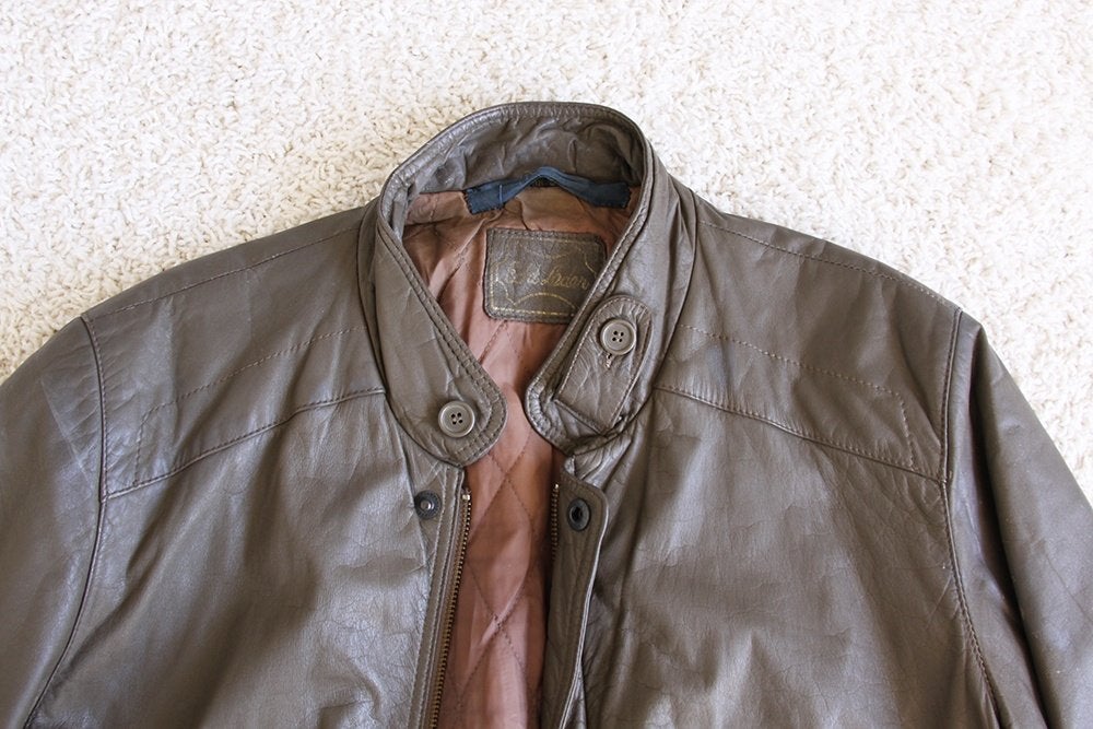 Veste vintage en cuir véritable* (L) €45, -, Taille 56/58 (XL), Vintage, Comme neuf, Brun