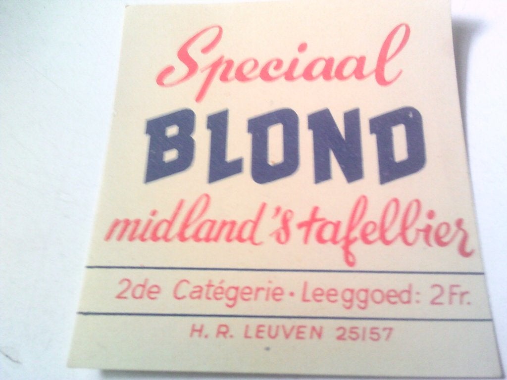 bier etiket speciaal blond midland 's tafelbier leuven, Enlèvement, Comme neuf, Autres types, Stella Artois