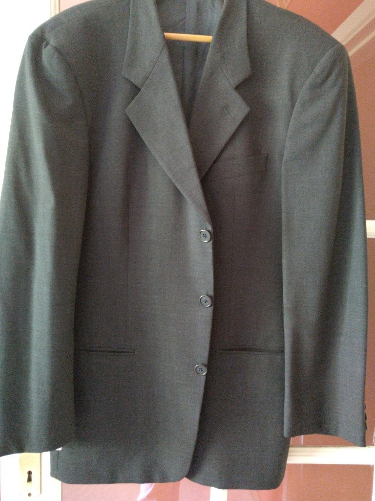 Veston ARMANI T.50 gris anthracite, laine vierge - TBE, Kleding | Heren, Kostuums en vesten, Maat 48/50 (M), Ophalen of Verzenden