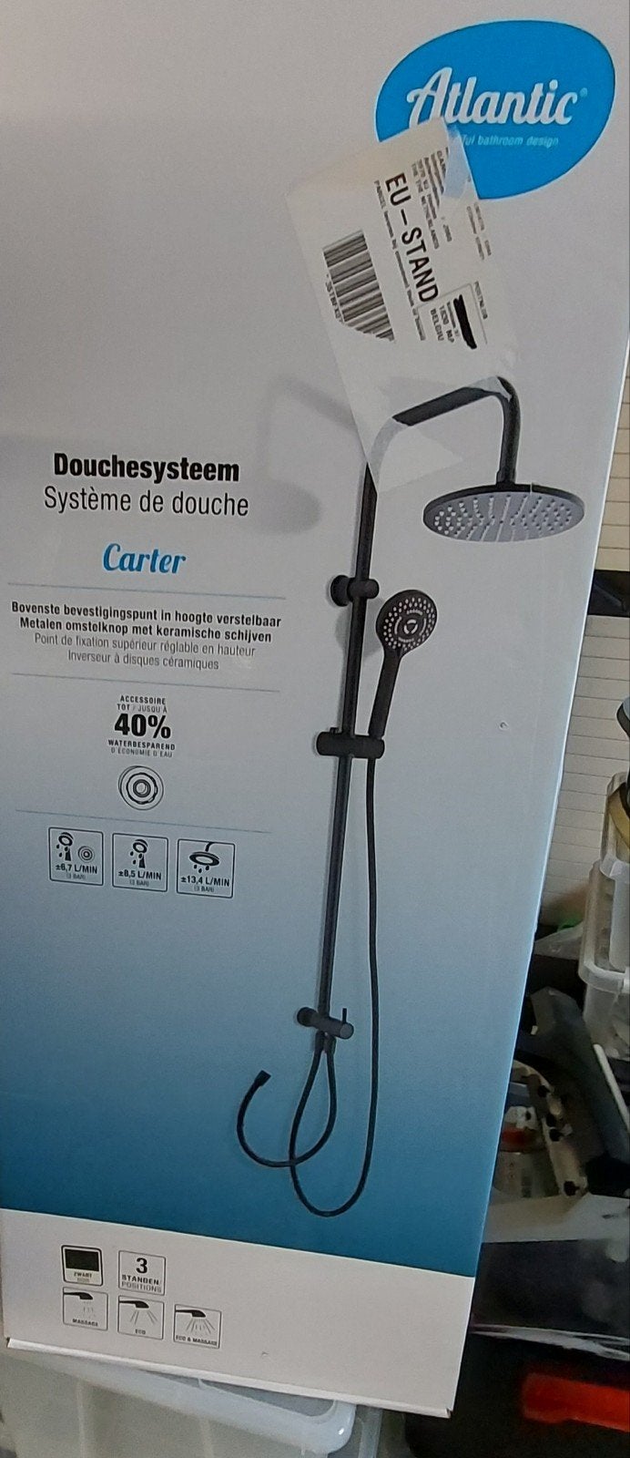 NOUVEAU - Set de douche Atlantic Carter - noir, Enlèvement