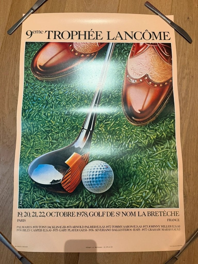 Golfaffiche 9e Trophée Lancôme 1978 F. Alque facsimile, Rechthoekig Staand, Ophalen of Verzenden, Zo goed als nieuw, Sport