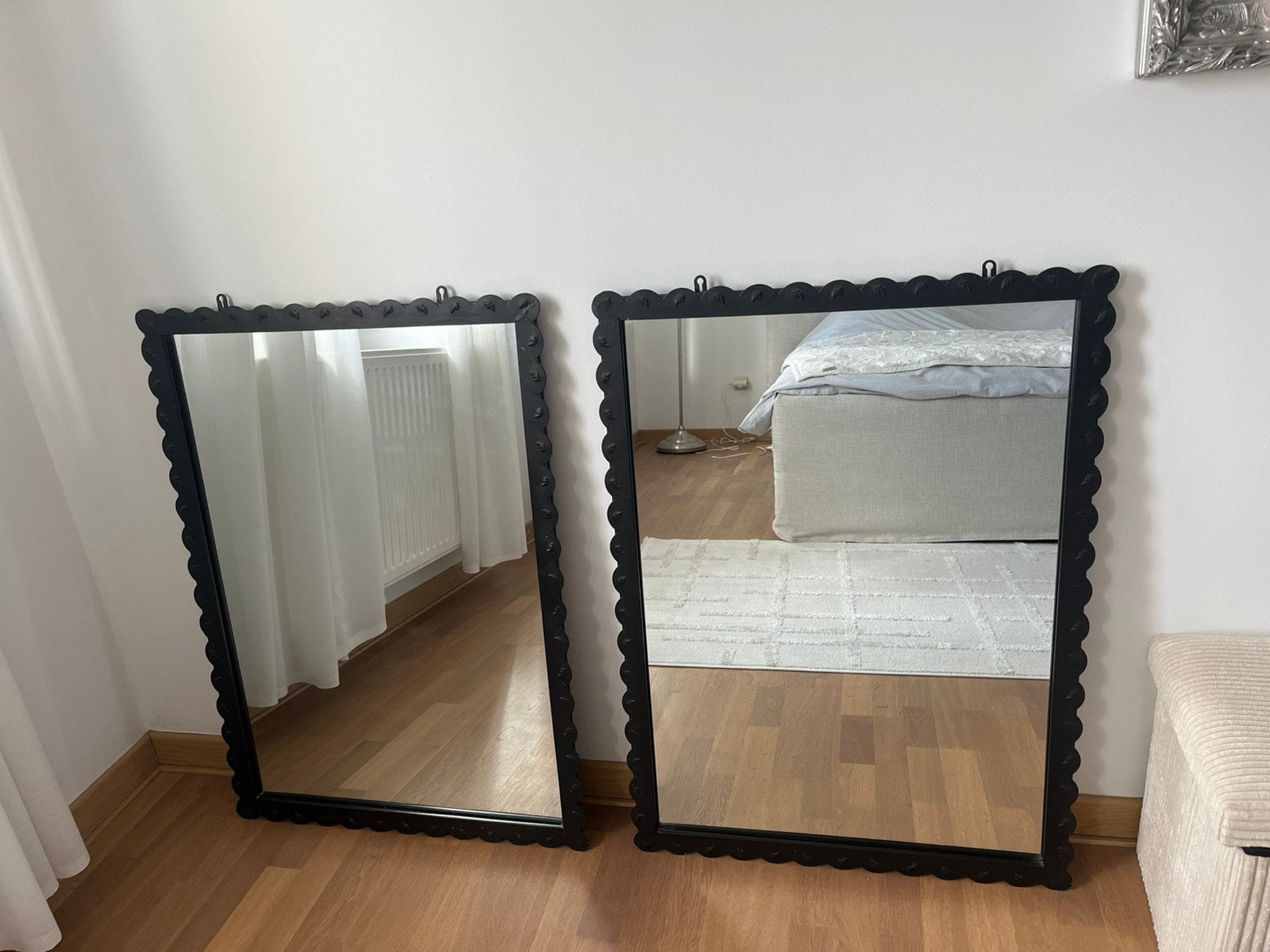 2 miroirs avec cadre en fer forgé noir, Moins de 100 cm, Comme neuf, Enlèvement, 50 à 75 cm
