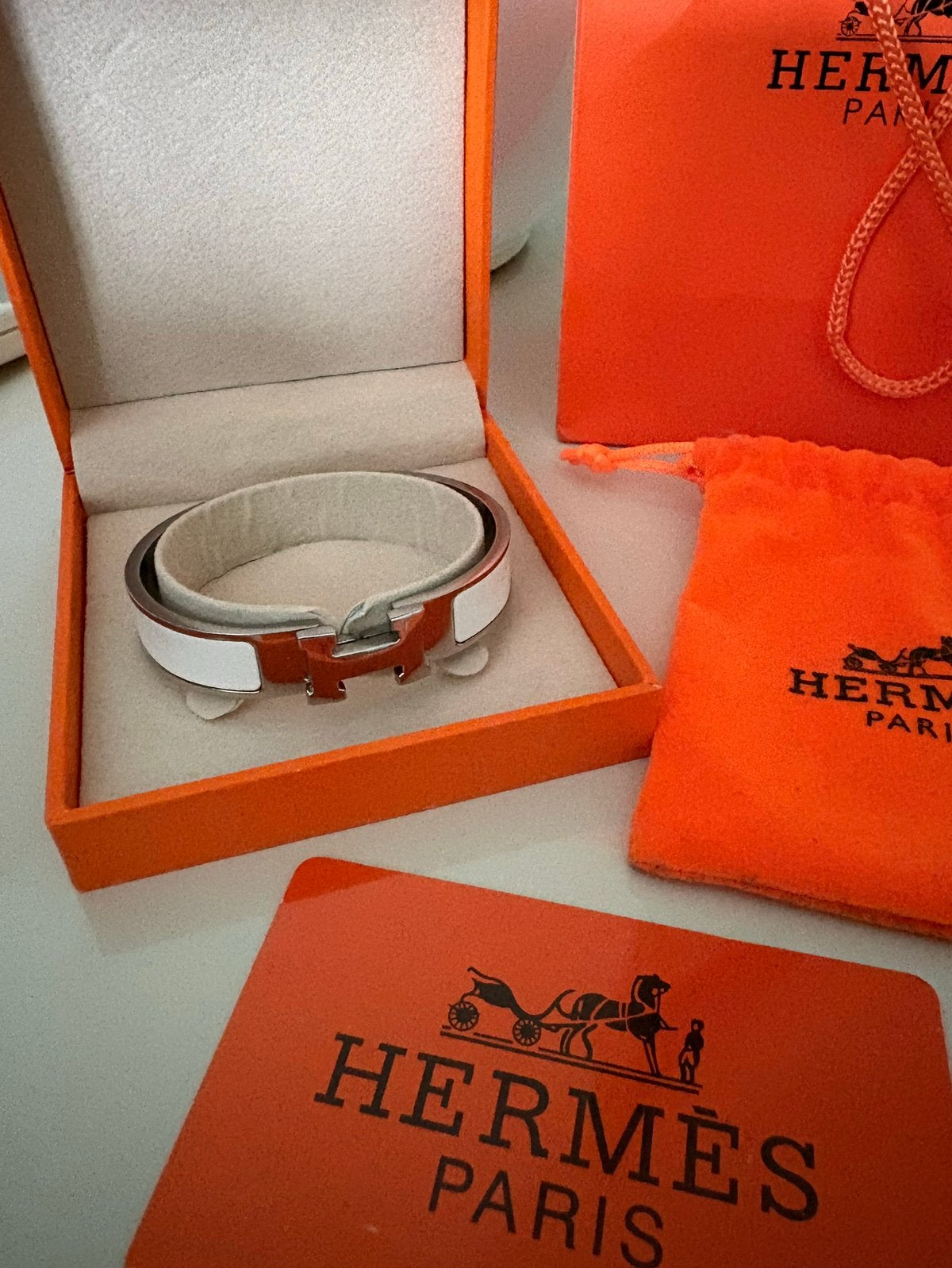 hermes armband wit zilver, Handtassen en Accessoires, Ophalen, Zo goed als nieuw, Wit, Zilver