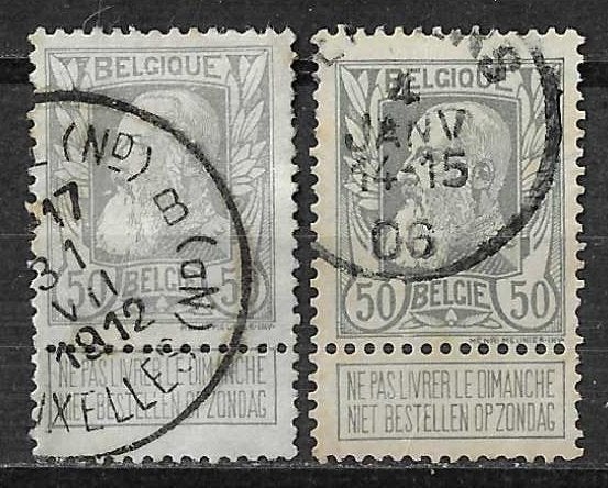 België OPC 78+78a Koning Leopold II Type Grove baard, Ophalen of Verzenden, Gestempeld, Staatshoofden