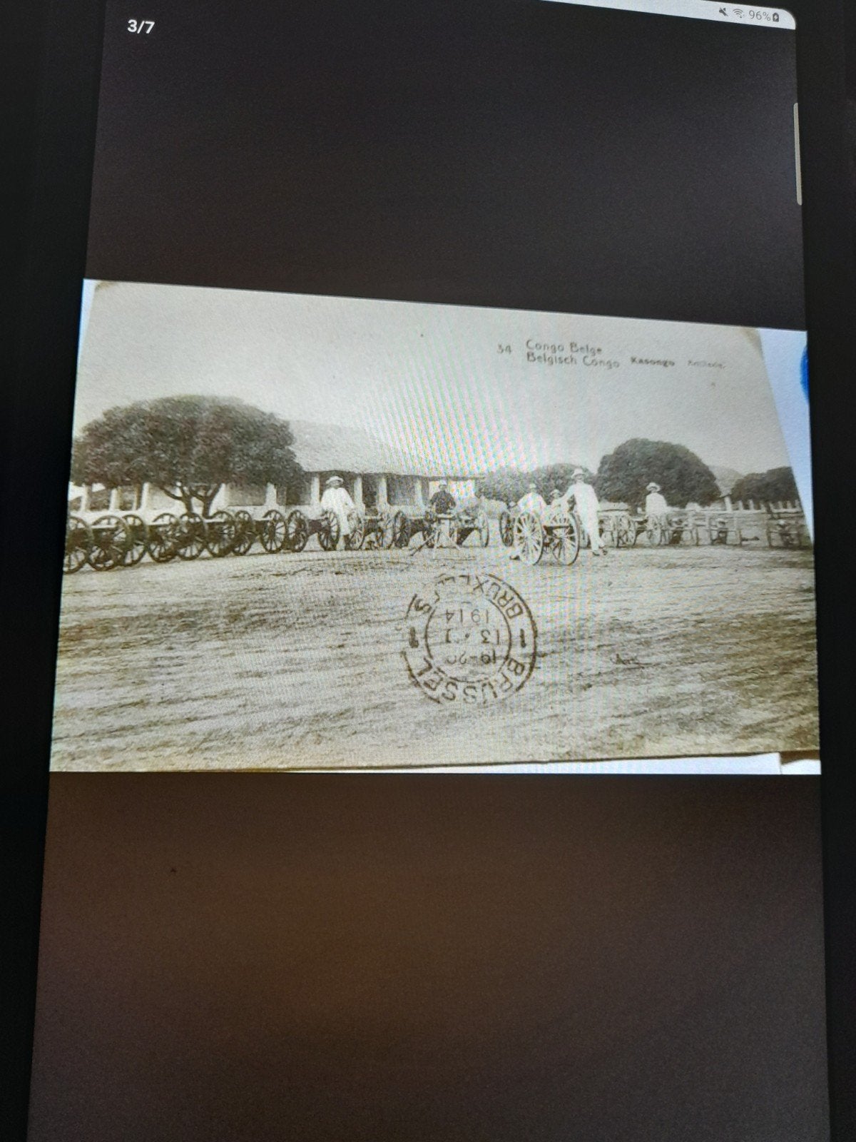 Congo belge Kasongo Artillerie - Carte postale datée de 1914, Enlèvement ou Envoi, Avant 1920, Affranchie, Politique et Histoire