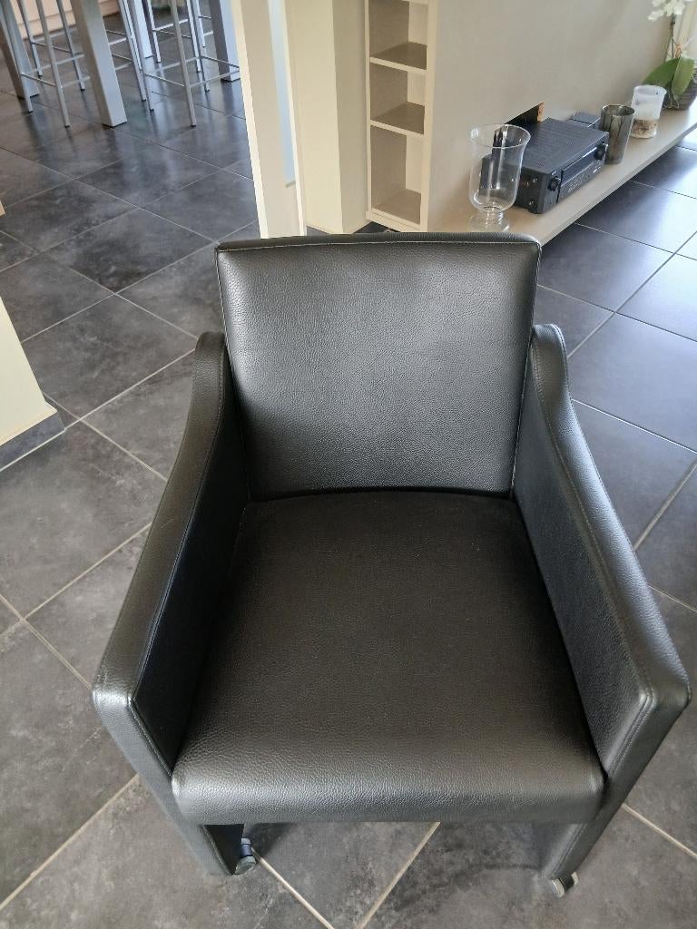 stoelen eetkamer, Huis en Inrichting, Ophalen, Zwart, Leer, Zo goed als nieuw