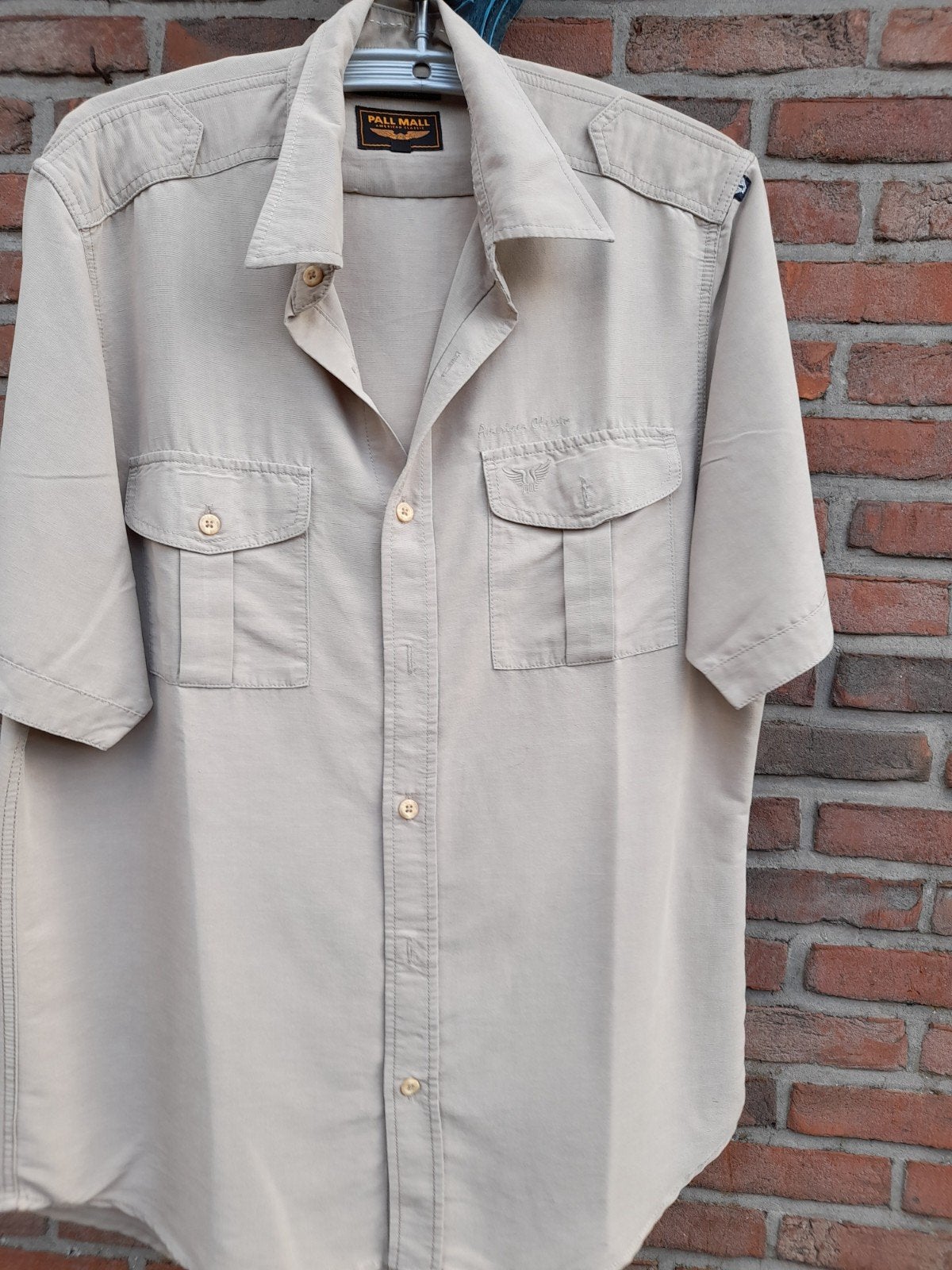 Overhemd, heren, Pall Mall,  large, Ophalen of Verzenden, Zo goed als nieuw, Beige, Pall Mall