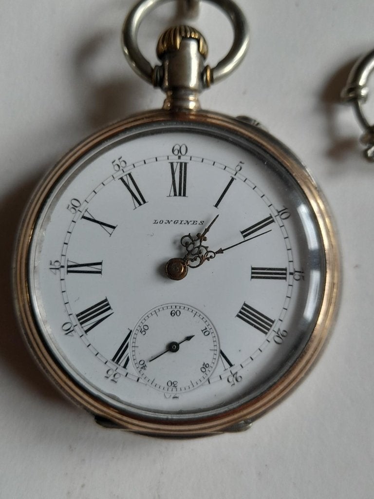 Montre de poche, 1900 à 1930, Longines, Avec chaîne, Enlèvement ou Envoi