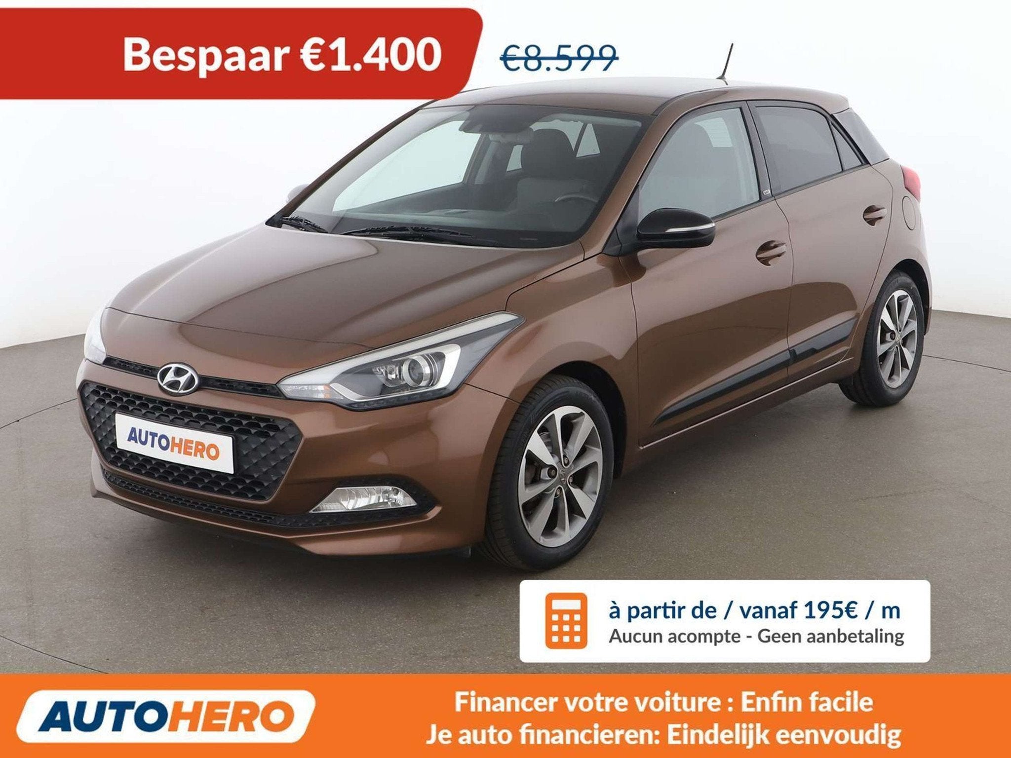 Hyundai i20 1.2 Style (bj 2015), Auto's, Voorwielaandrijving, Stof, Gebruikt, Beige