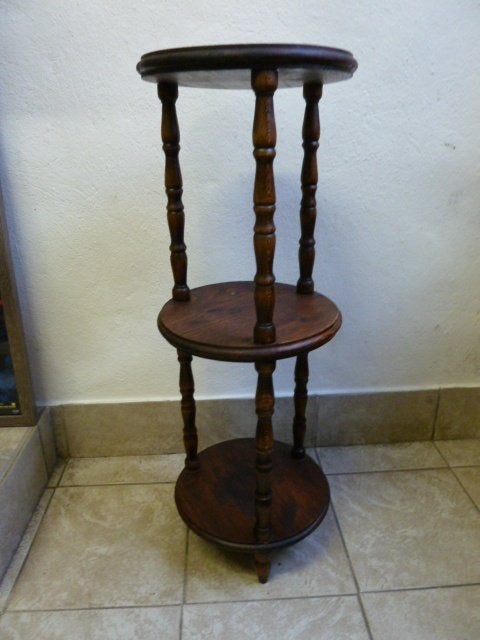 Houten plantenstaander (Faux Bamboo) 70cm diam:25cm, Antiek en Kunst, Ophalen