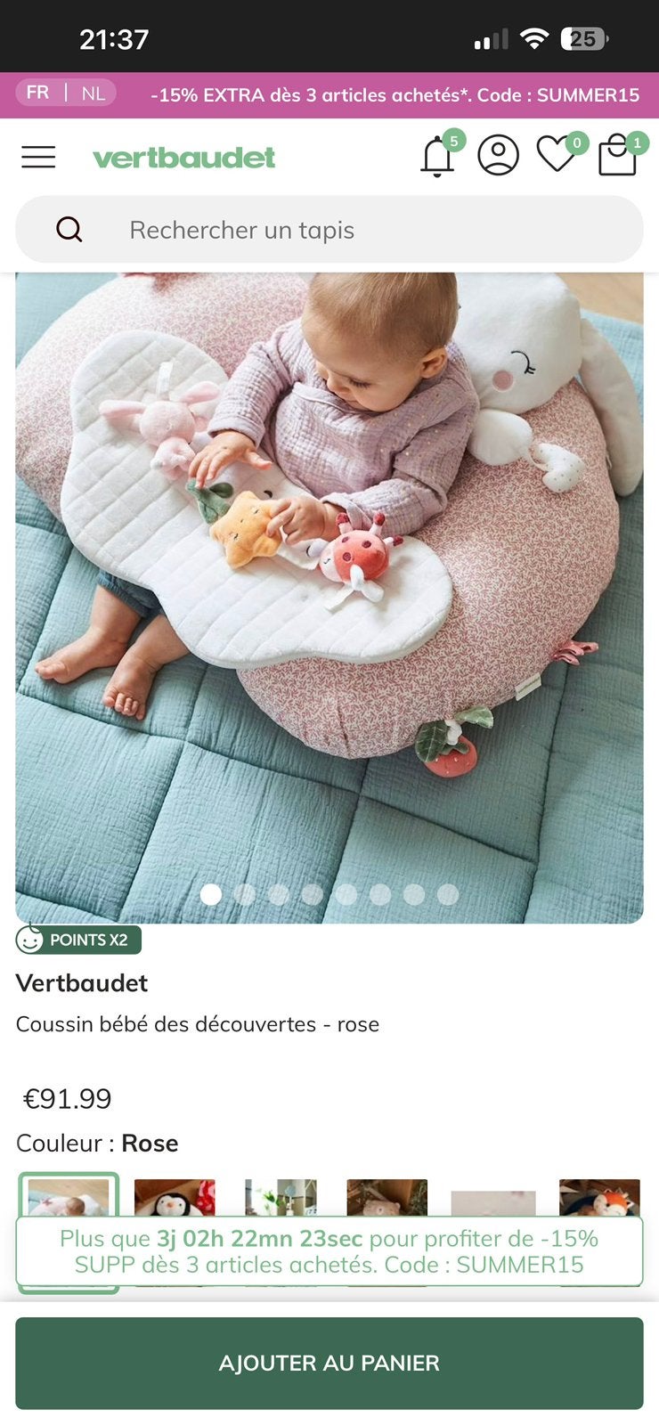 Coussin bébé des découvertes, Enlèvement, Comme neuf