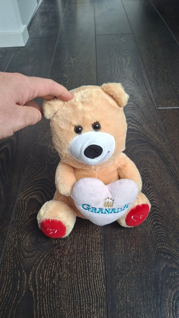 Ours en peluche Grenade avec un cœur — peluche souvenir, Enlèvement ou Envoi, Comme neuf, Moyen (20 à 80 cm), Ours