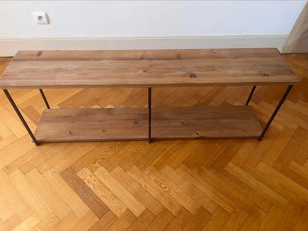 Plank van hout en metaal, Huis en Inrichting, Woonaccessoires | Wandplanken en Boekenplanken, Ophalen, Gebruikt