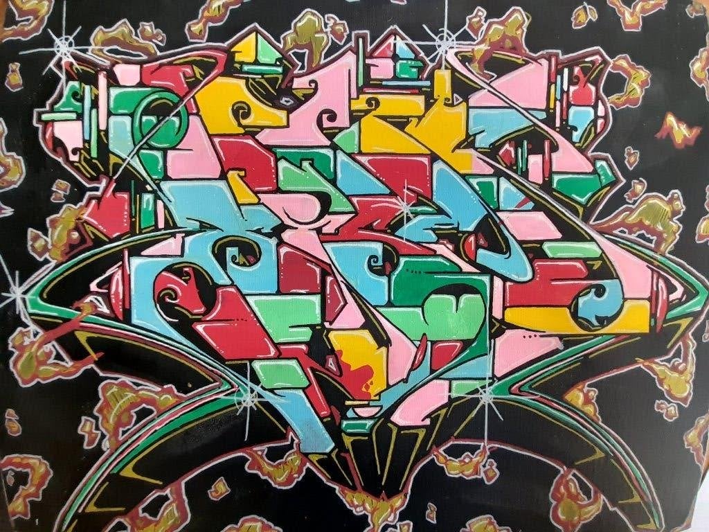 Peinture graffiti de Kizer de 2007. Signée et datée au dos, Enlèvement ou Envoi, Autres techniques, Autres matériaux, Peint à la main