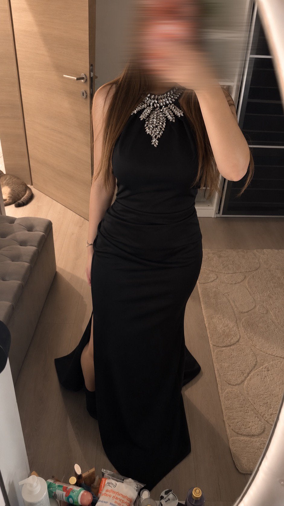 Longue robe noir, Enlèvement ou Envoi, Comme neuf, Noir