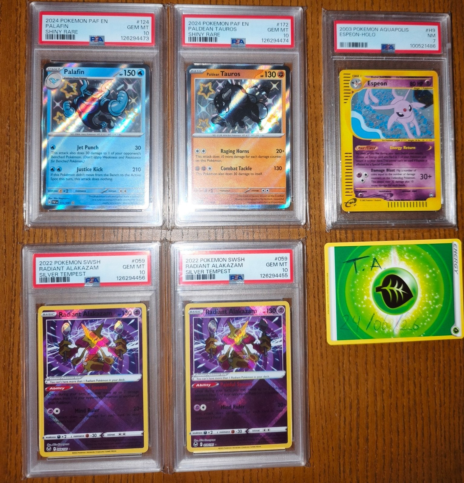 PSA 10 moderne et PSA 7 Espeon Aquapolis Holo, Enlèvement ou Envoi, Neuf, Plusieurs cartes, Foil