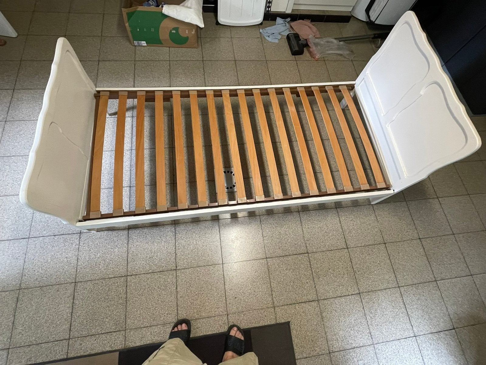 Eenspersoonsbed 90 x 200 - Bretoens bed - Wit geschilderd, Huis en Inrichting, Ophalen, 90 cm, Eenpersoons, Bretoens