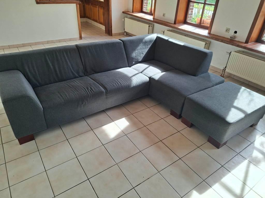 Grijze hoekzetel, Huis en Inrichting, Ophalen, 250 tot 300 cm, Gebruikt, Hoekbank