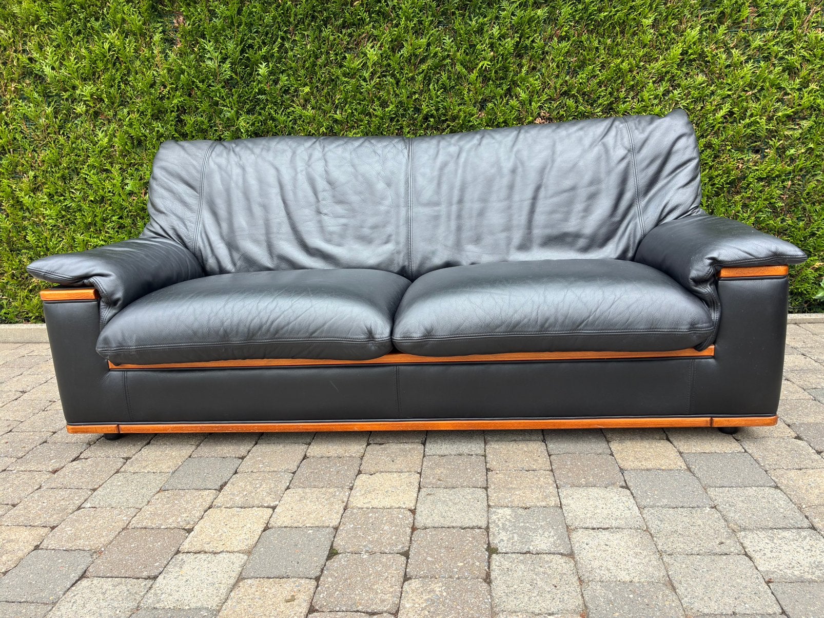 Lederen 3 zit zetel, Ophalen, Gebruikt, Klassiek, 150 tot 200 cm