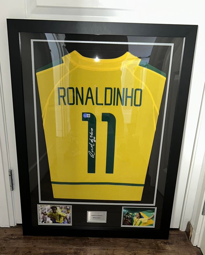 Gesigneerd Ronaldinho Brazilie Beckett, Ophalen of Verzenden, Zo goed als nieuw, Shirt