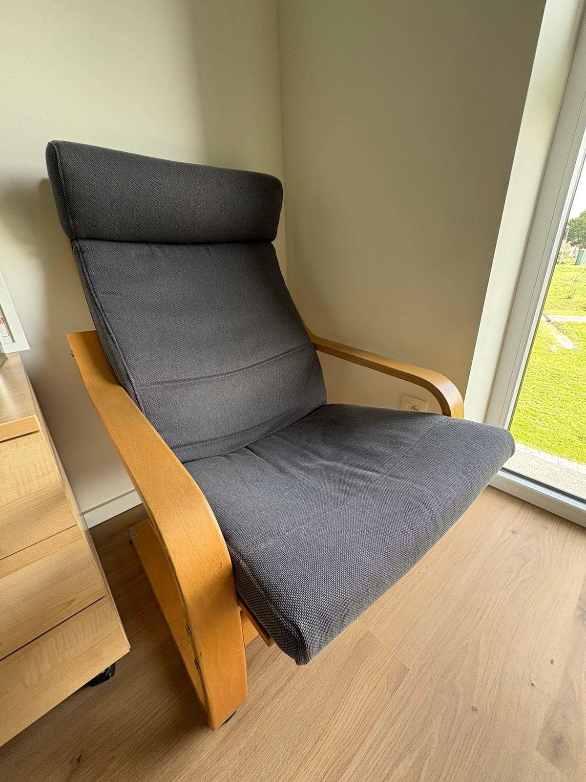 Fauteuil en voetenbank Poang Ikea, Ophalen, Gebruikt