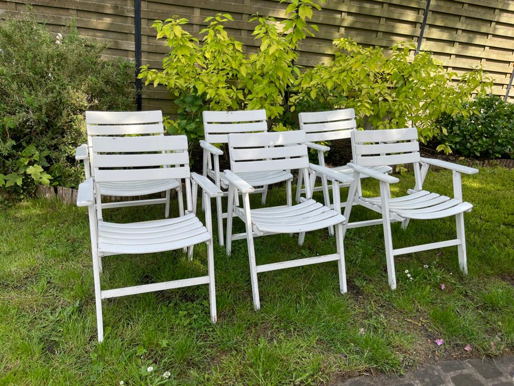 Set van 6 tuinstoelen, Tuin en Terras, Tuinstoelen, Ophalen, Gebruikt, Hout