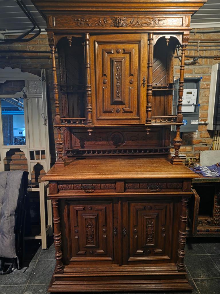 Belle armoire de buffet flamande ancienne — bois de chêne, Enlèvement