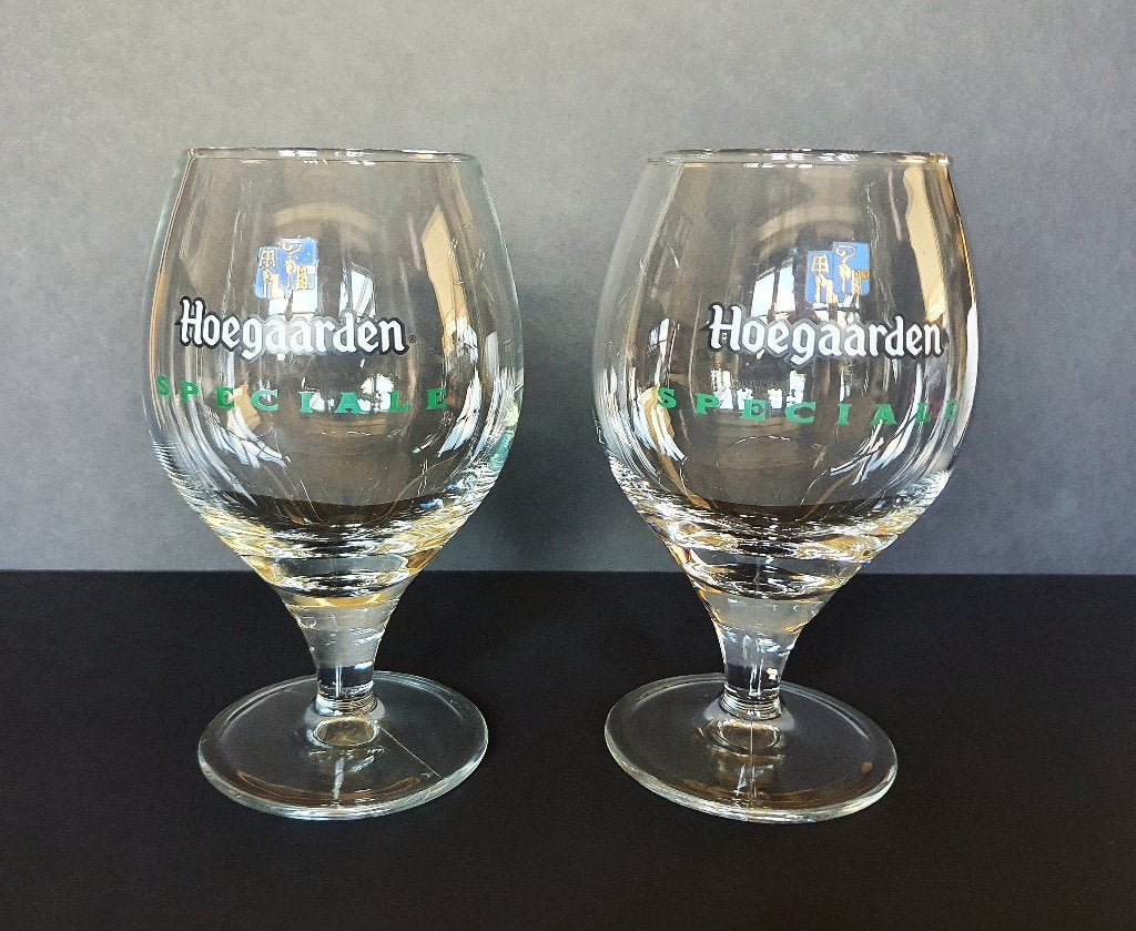 2 Bierglazen voor Hoegaarden Speciale, Ophalen of Verzenden, Zo goed als nieuw, Glas, Glas of Glazen
