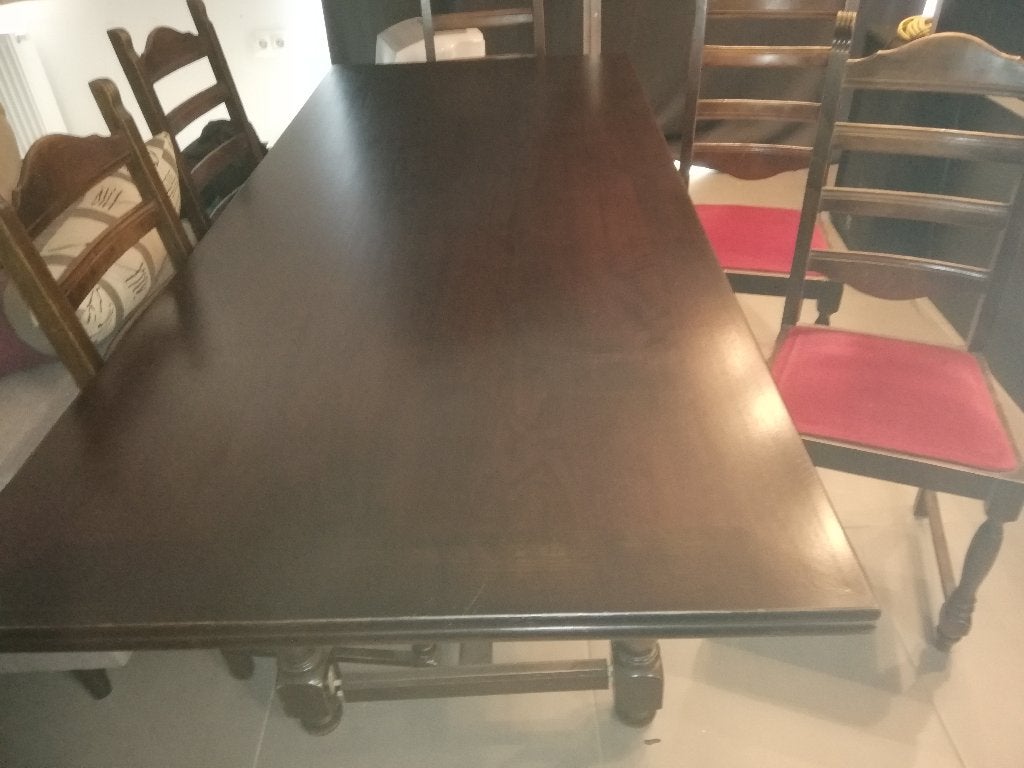 Grote tafel + 6 stoelen GRATIS, Enlèvement, Utilisé, 4 à 6 chaises