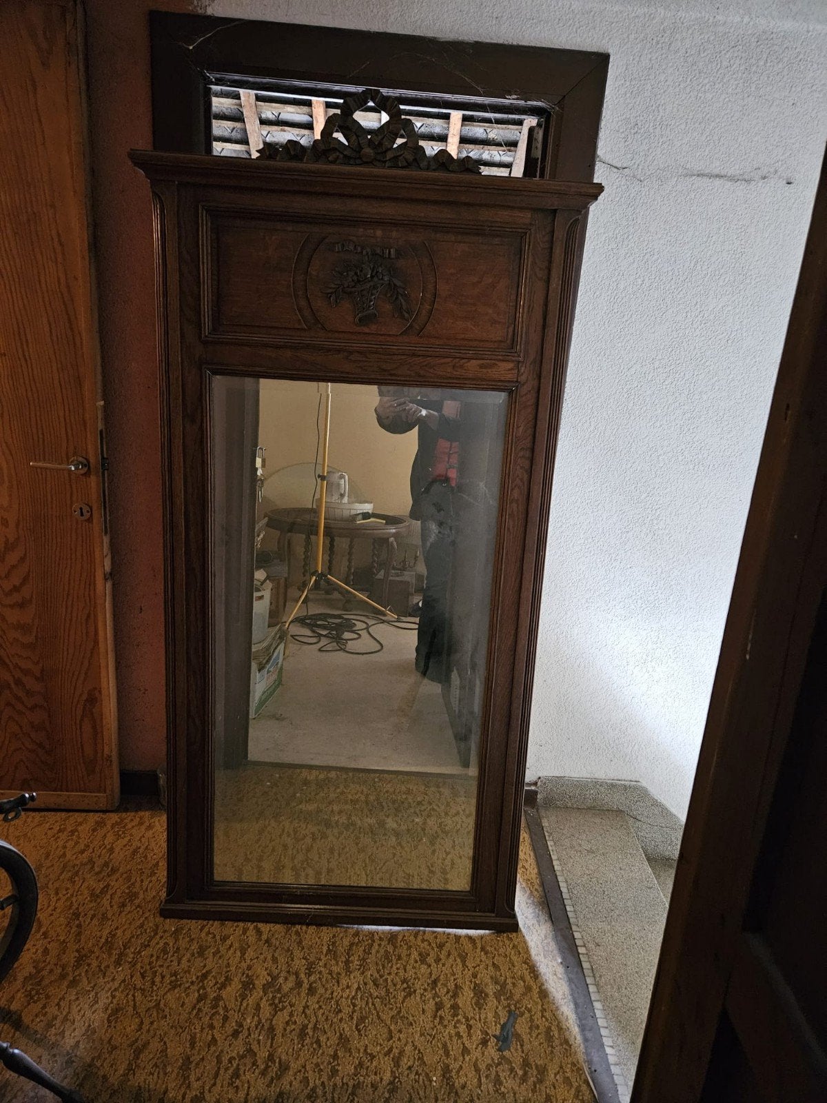Ancien miroir en chêne fin XIX début XX siècle
