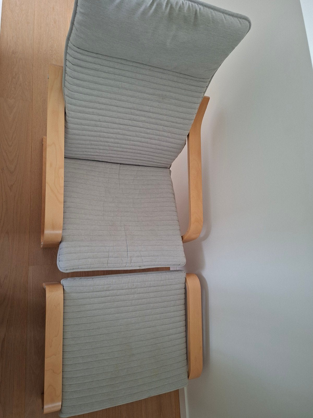 te koop: Ikea Poäng zetel + voetenbank, Ophalen, Gebruikt, Grijs, Eén