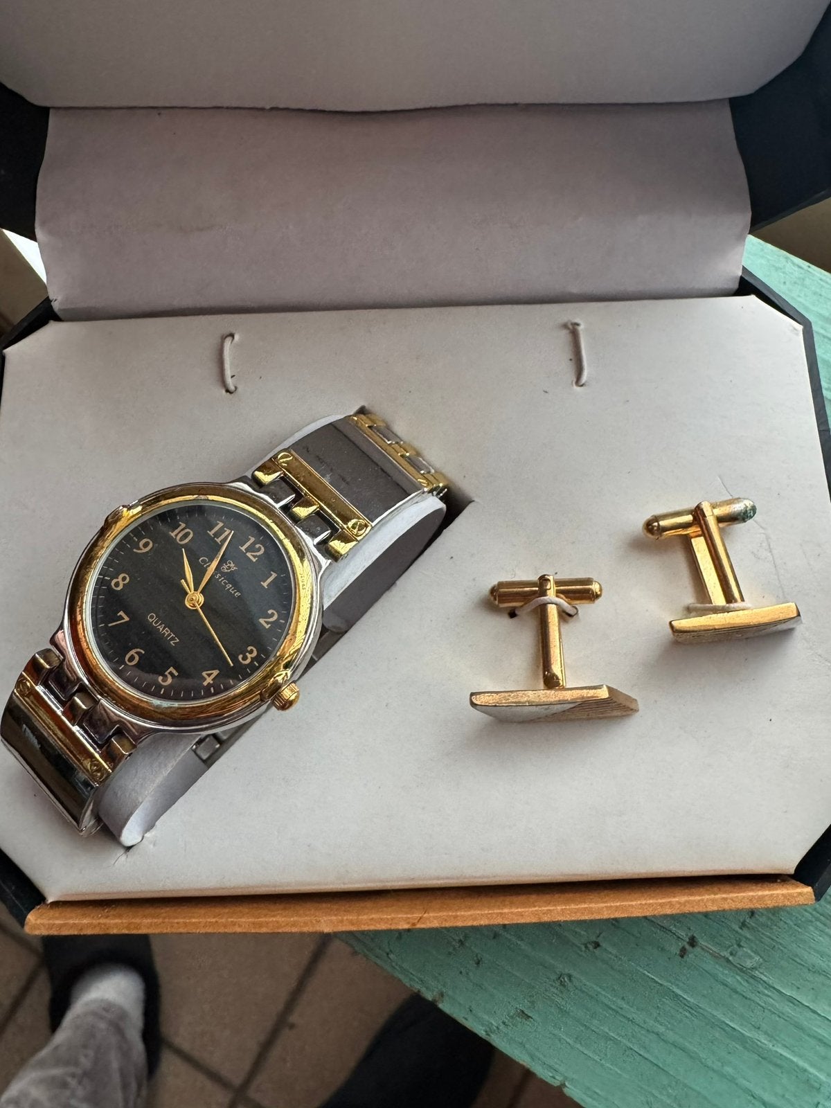 Horloge set met manchetknopen, Overige merken, Staal, Staal, Polshorloge