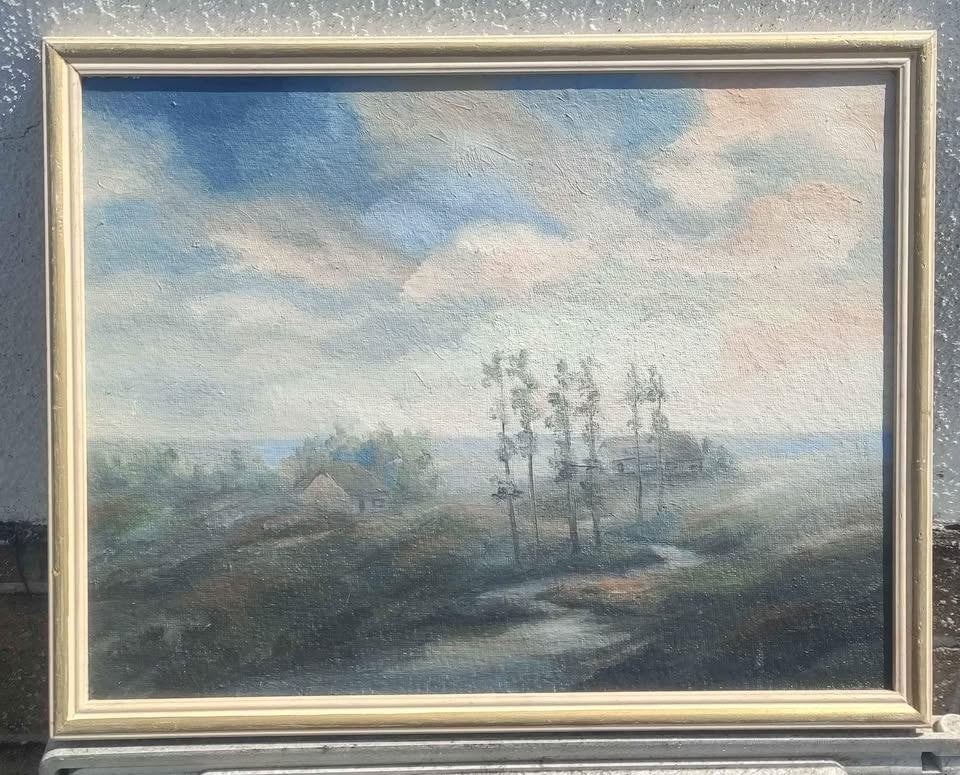 Huile sur panneau paysage, Antiquités & Art, Art | Peinture | Classique, Enlèvement ou Envoi, Paysage, Panneau