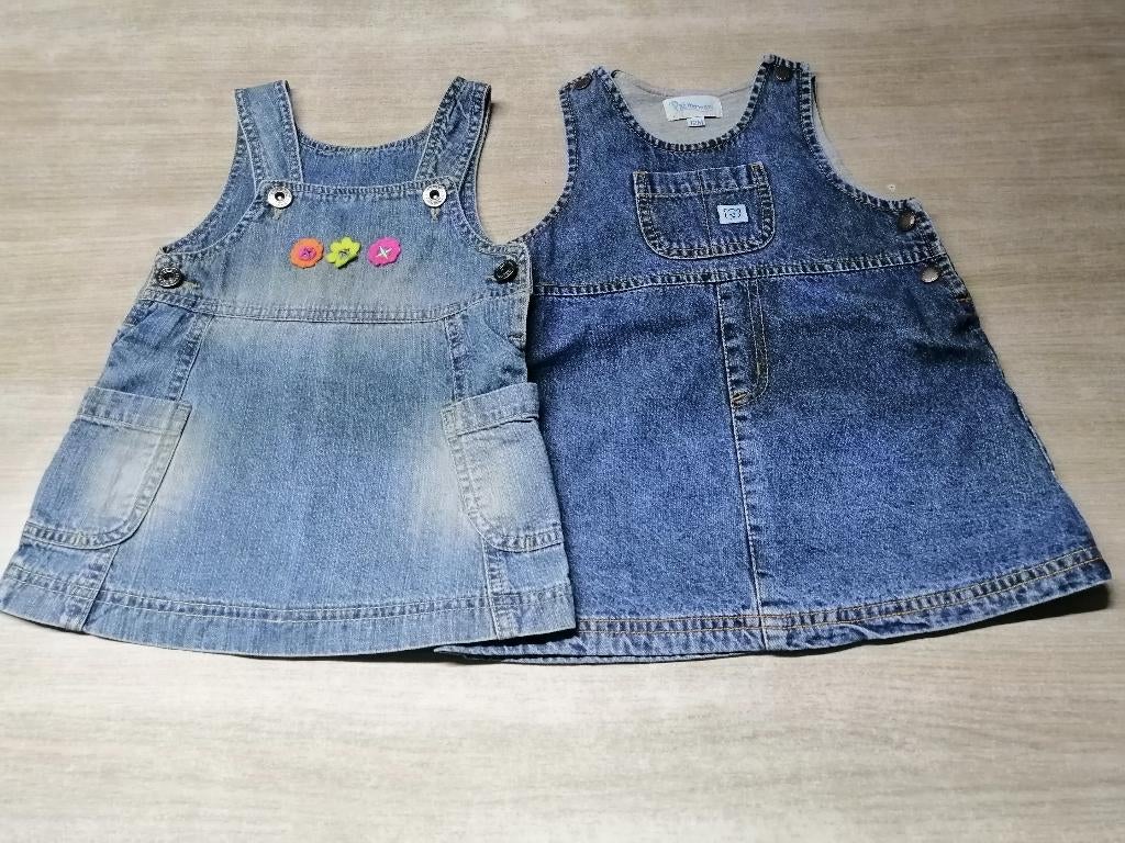 2 toffe jeanskleedjes mt 80, Enfants & Bébés, Vêtements de bébé | Taille 80, Enlèvement, Comme neuf, Fille, Robe ou Jupe