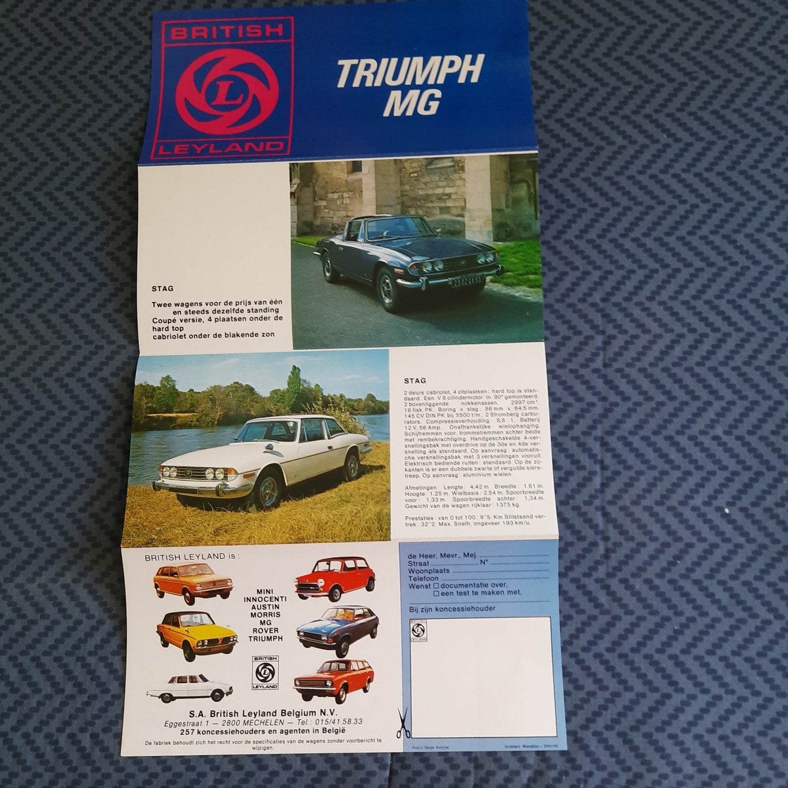 TRIUMPH en MG * VINTAGE FOLDER BRITISH LEYLAND *ZELDZAAM*, Ophalen, BRITISH LEYLAND, Zo goed als nieuw, Overige merken