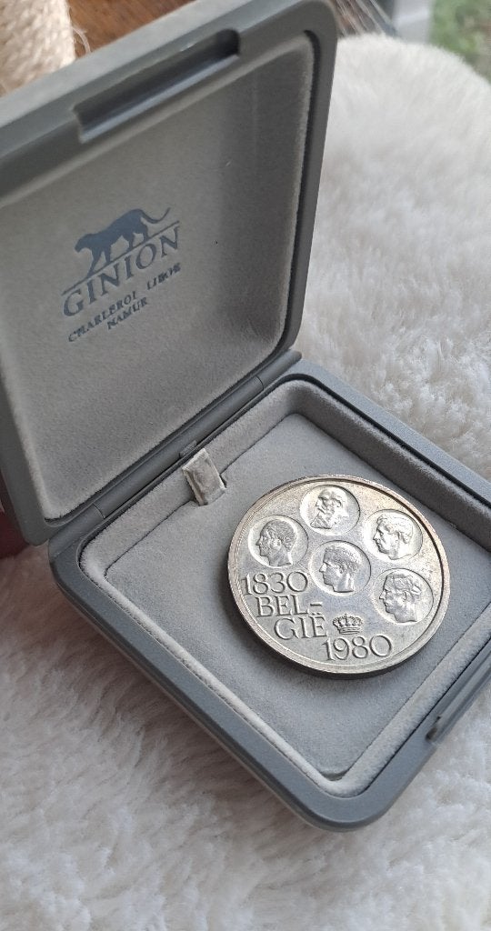 Zilveren munt 500 België 1980—150 jaar Onafhankelijkheid, Postzegels en Munten, Ophalen of Verzenden, Zilver, Setje, Zilver